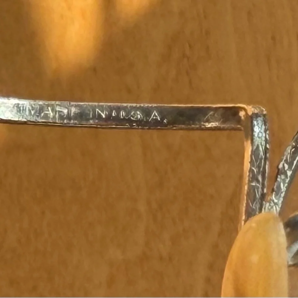 Vintage Silver Wire Rim Glasses Textured Metal USA